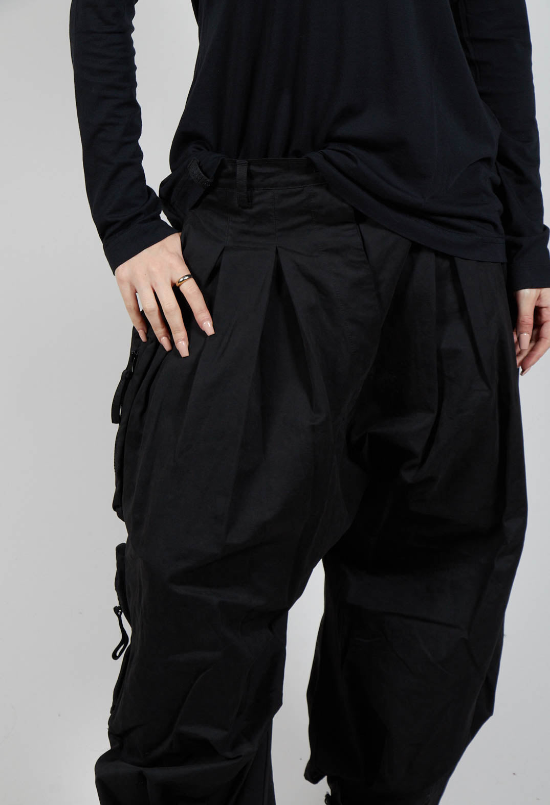 Cargo Style Balloon Trousers in Black