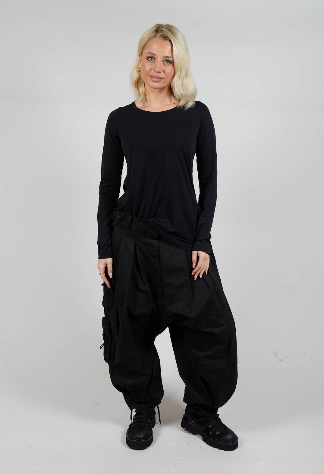 Cargo Style Balloon Trousers in Black