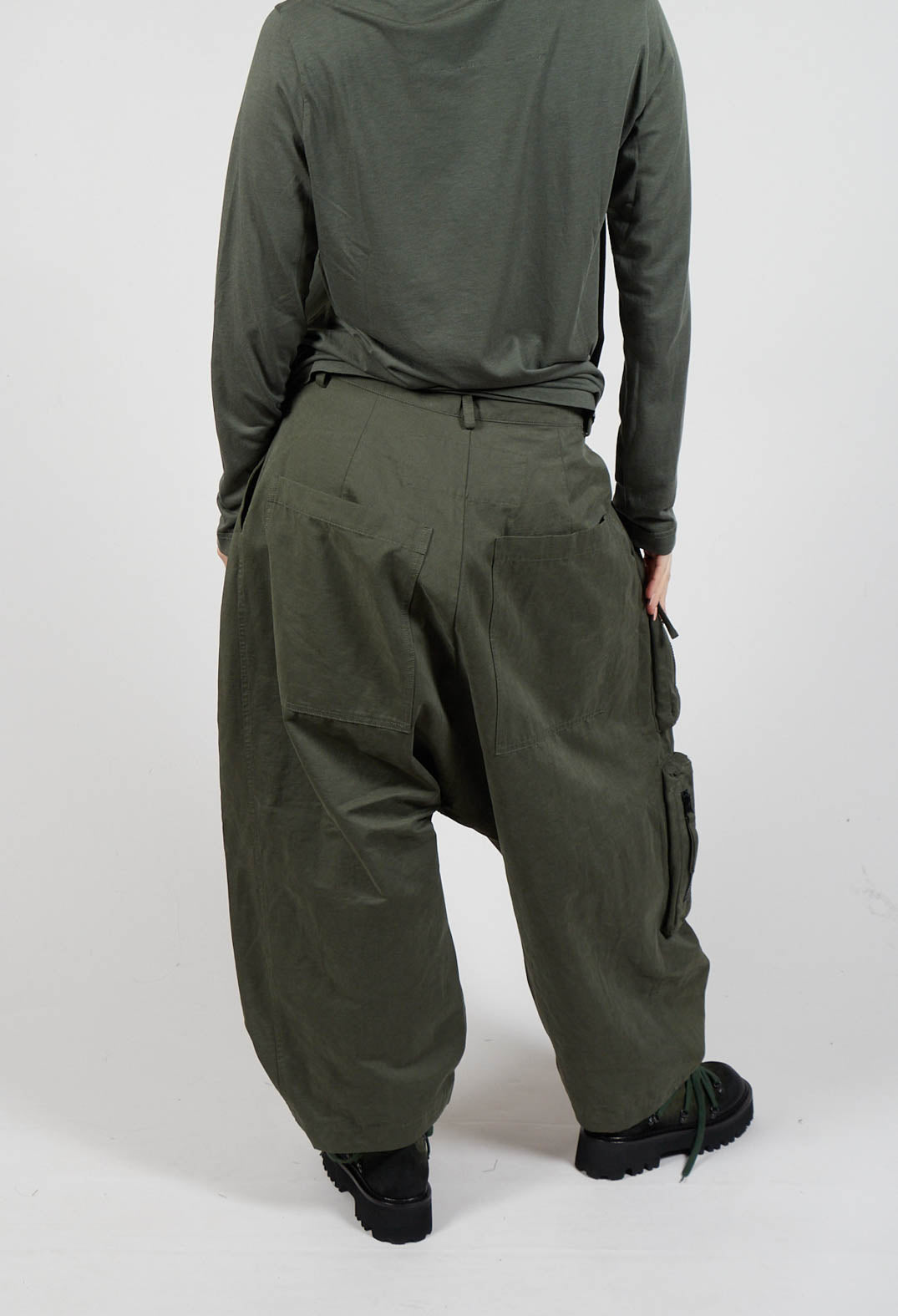 Cargo Style Balloon Trousers in Camp