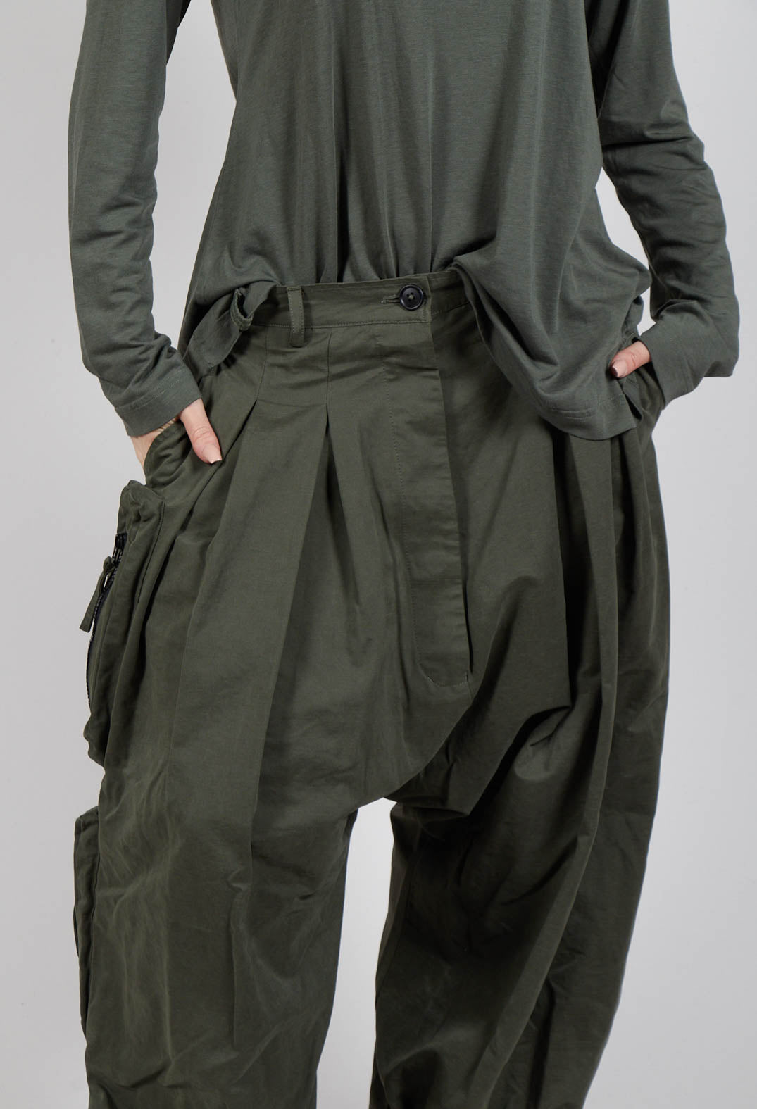 Cargo Style Balloon Trousers in Camp