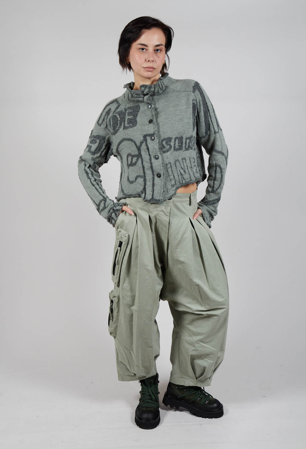 Cargo Style Balloon Trousers in Defender