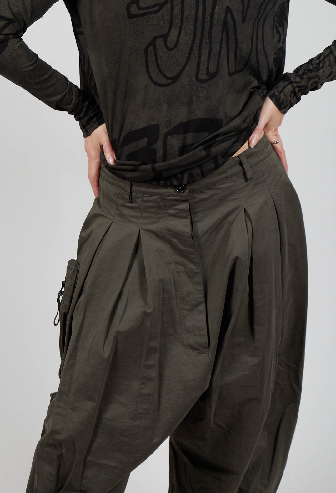 Cargo Style Balloon Trousers in Jungle