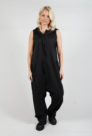 Cargo Style Drop Crotch Jumpsuit in Black