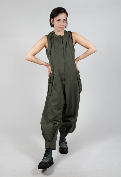 Cargo Style Drop Crotch Jumpsuit in Camp