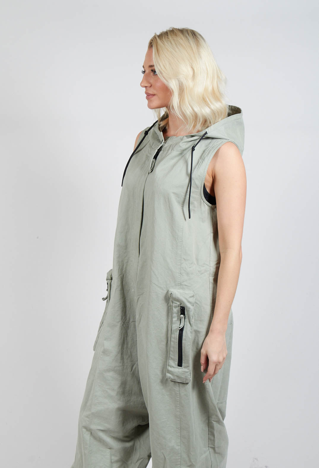 Cargo Style Drop Crotch Jumpsuit in Defender