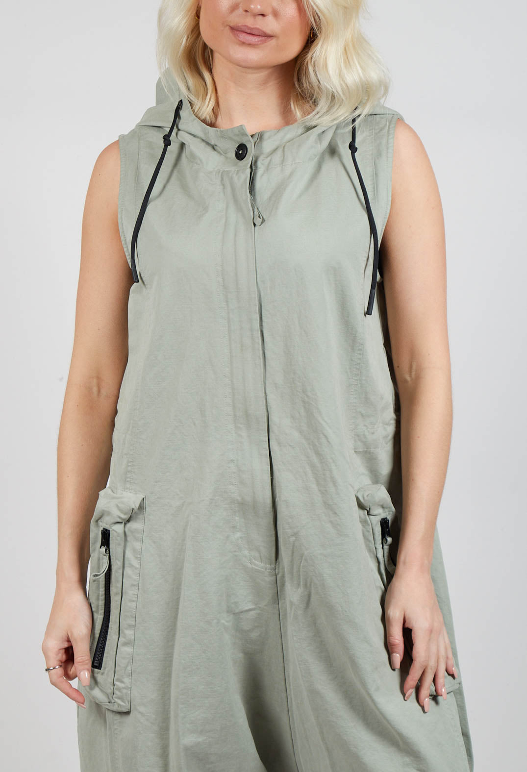 Cargo Style Drop Crotch Jumpsuit in Defender