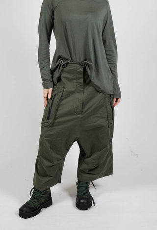 Cargo Style Drop Crotch Trousers in Camp