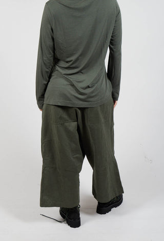 Cargo Style Drop Crotch Trousers in Camp