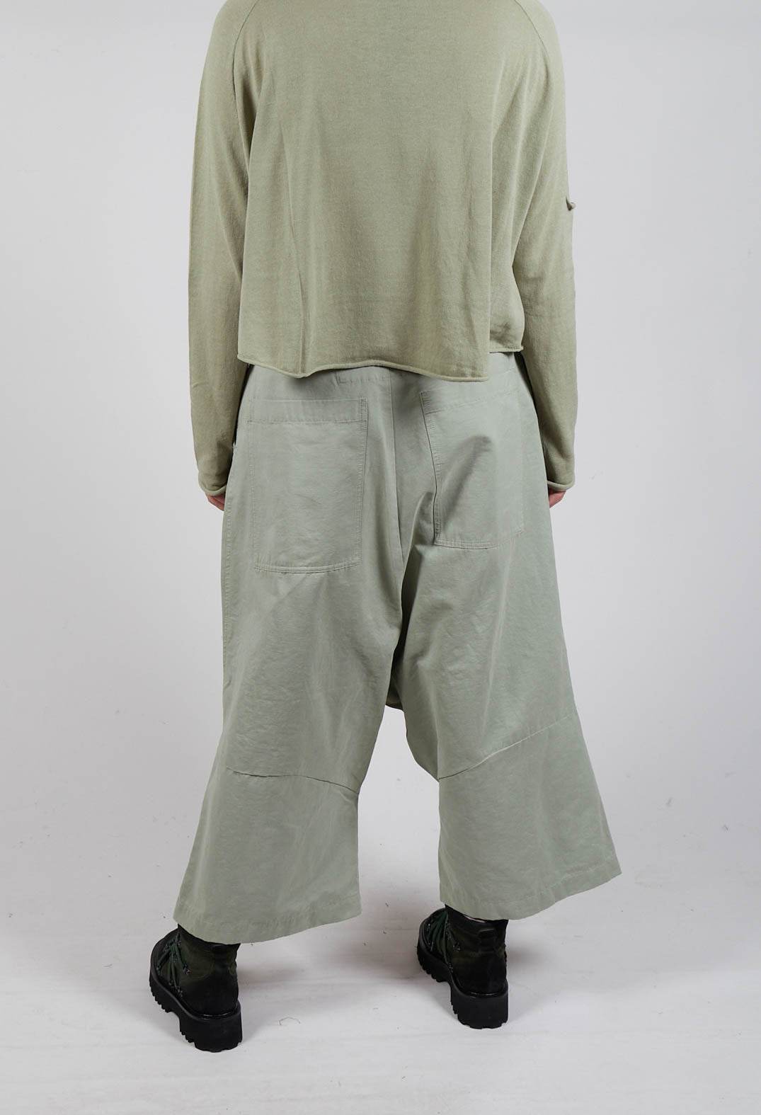 Cargo Style Drop Crotch Trousers in Defender