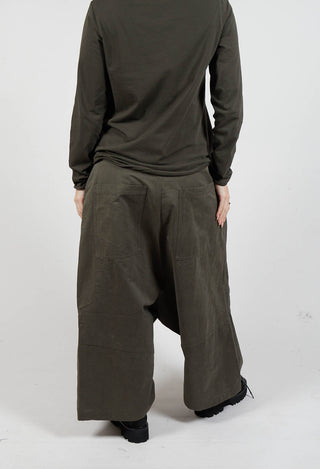 Cargo Style Drop Crotch Trousers in Jungle