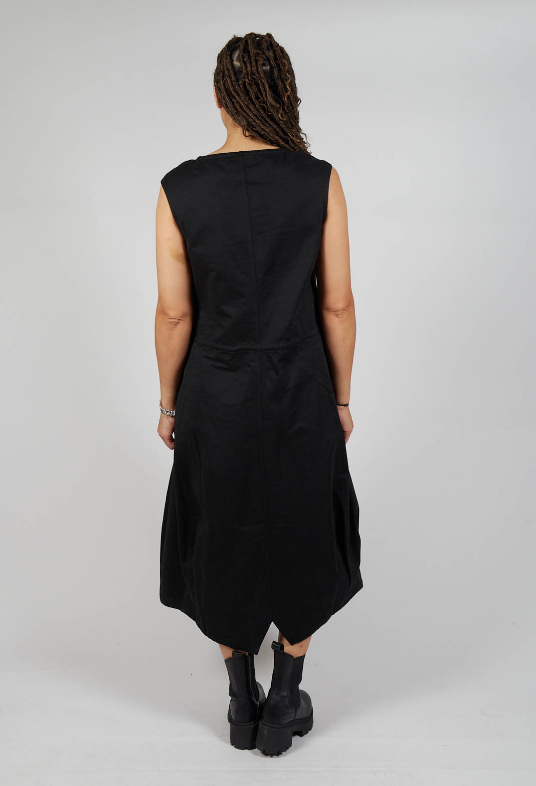 Cargo Style Sleeveless Dress in Black