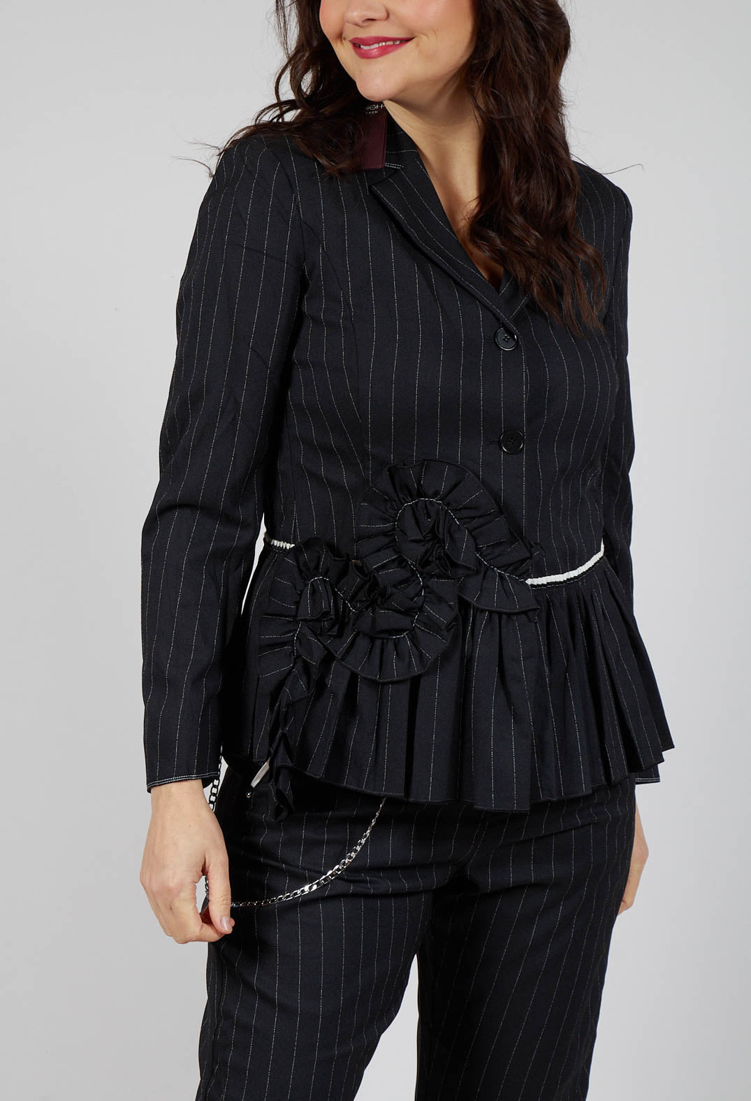 Ceremony Jacket in Black Pinstripe