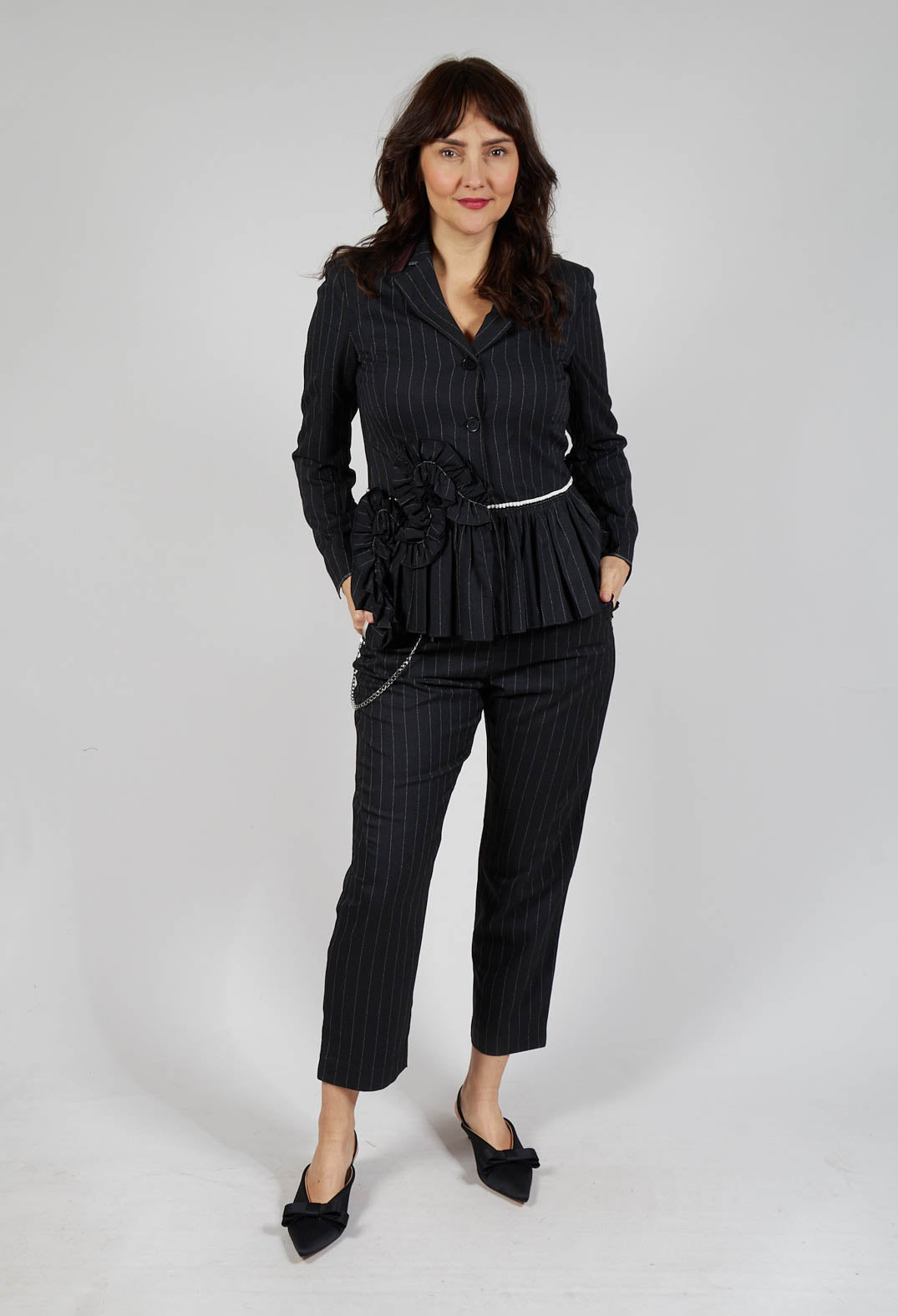 Ceremony Jacket in Black Pinstripe