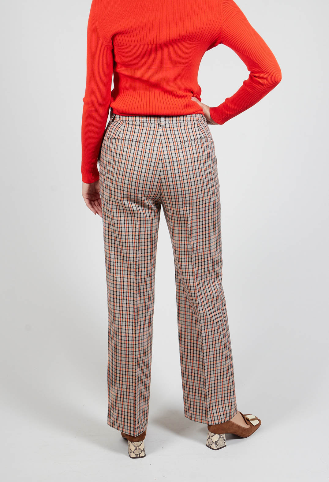 Check Straight Leg Trousers in Tortora Orange