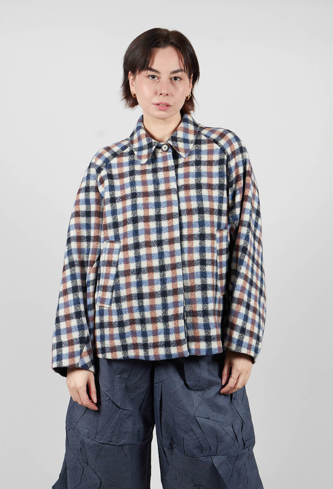 Checked Jacket in Blue Multicolour