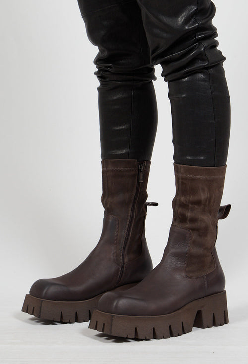 Chunky Pull On Boots in Gasoline Chocolate and Cam Str Choco