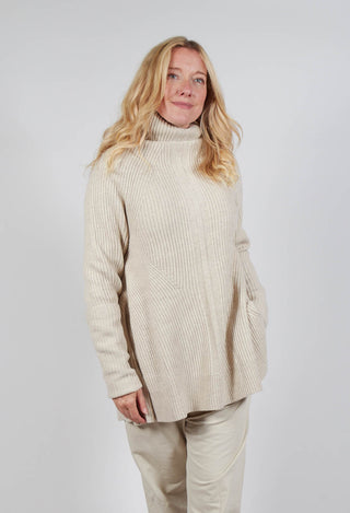 Chunky Roll Neck Jumper in Bone Mel