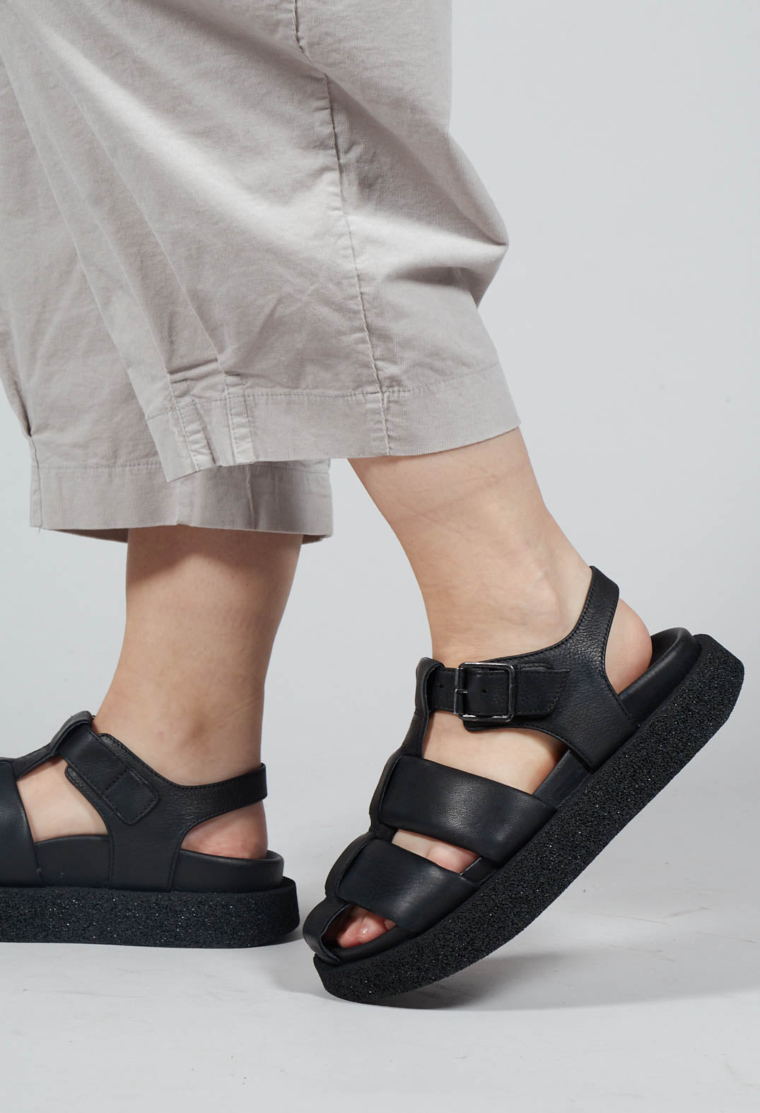 Chunky Sole Sandals in Gasoline Nero Olivia May