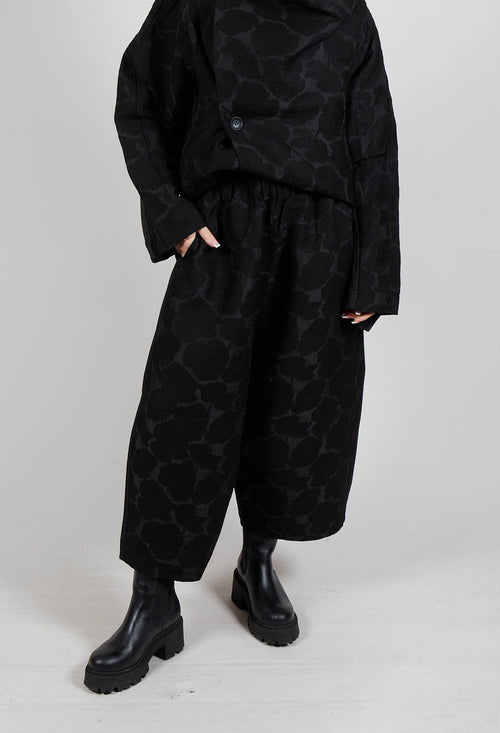 Circle Print Trousers in Black