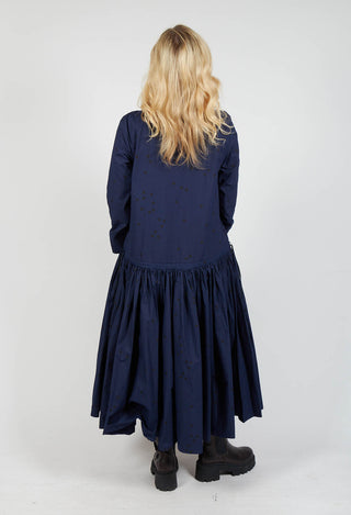 Circle Skirt Dress in Blue Polkadot