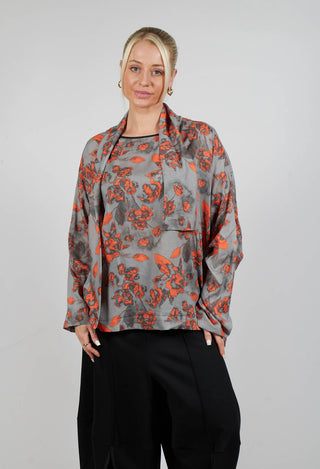 Clap Blouse in Grey and Orange