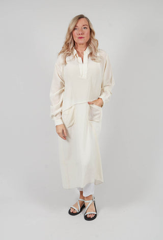 Collared Full Length Dress in Avangarde Off White