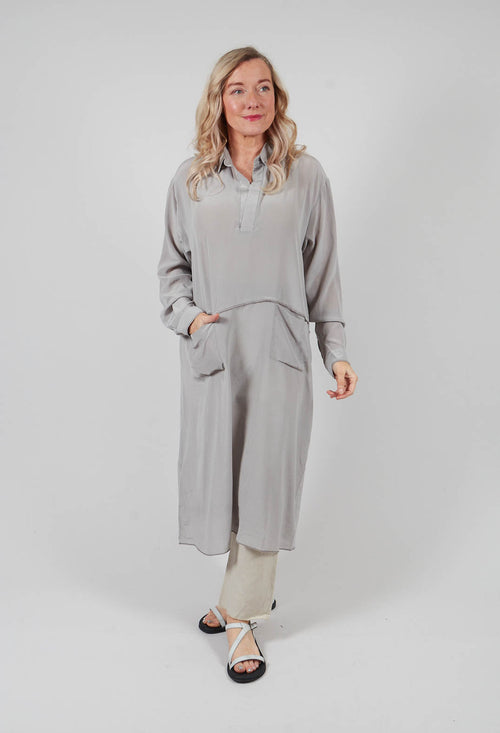 Collared Full Length Dress in Avangarde Original Grey