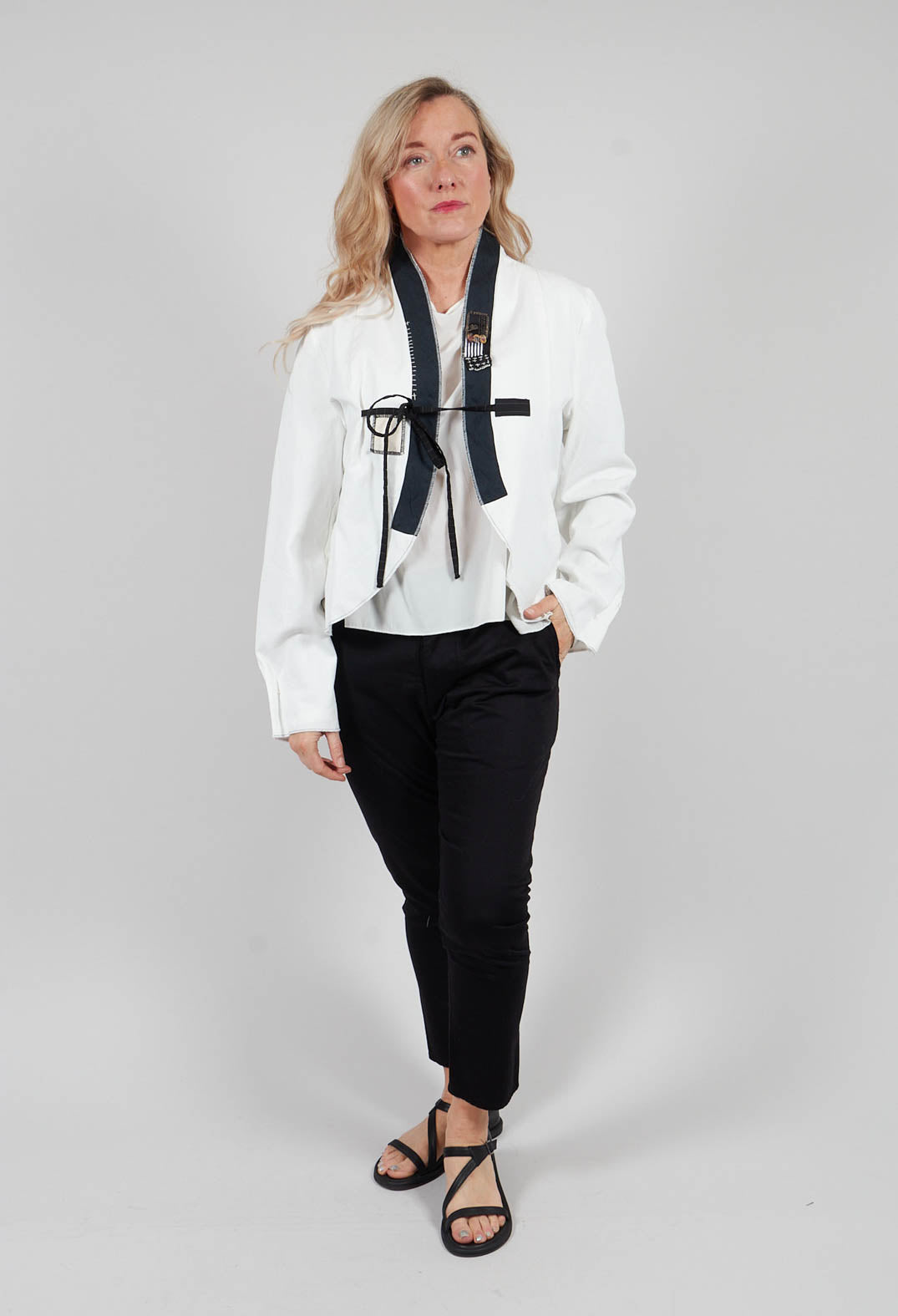 Collarless Jacket in Original White