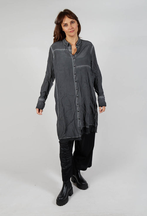 Contrast Hem Shirt Dress in Coal Cloud