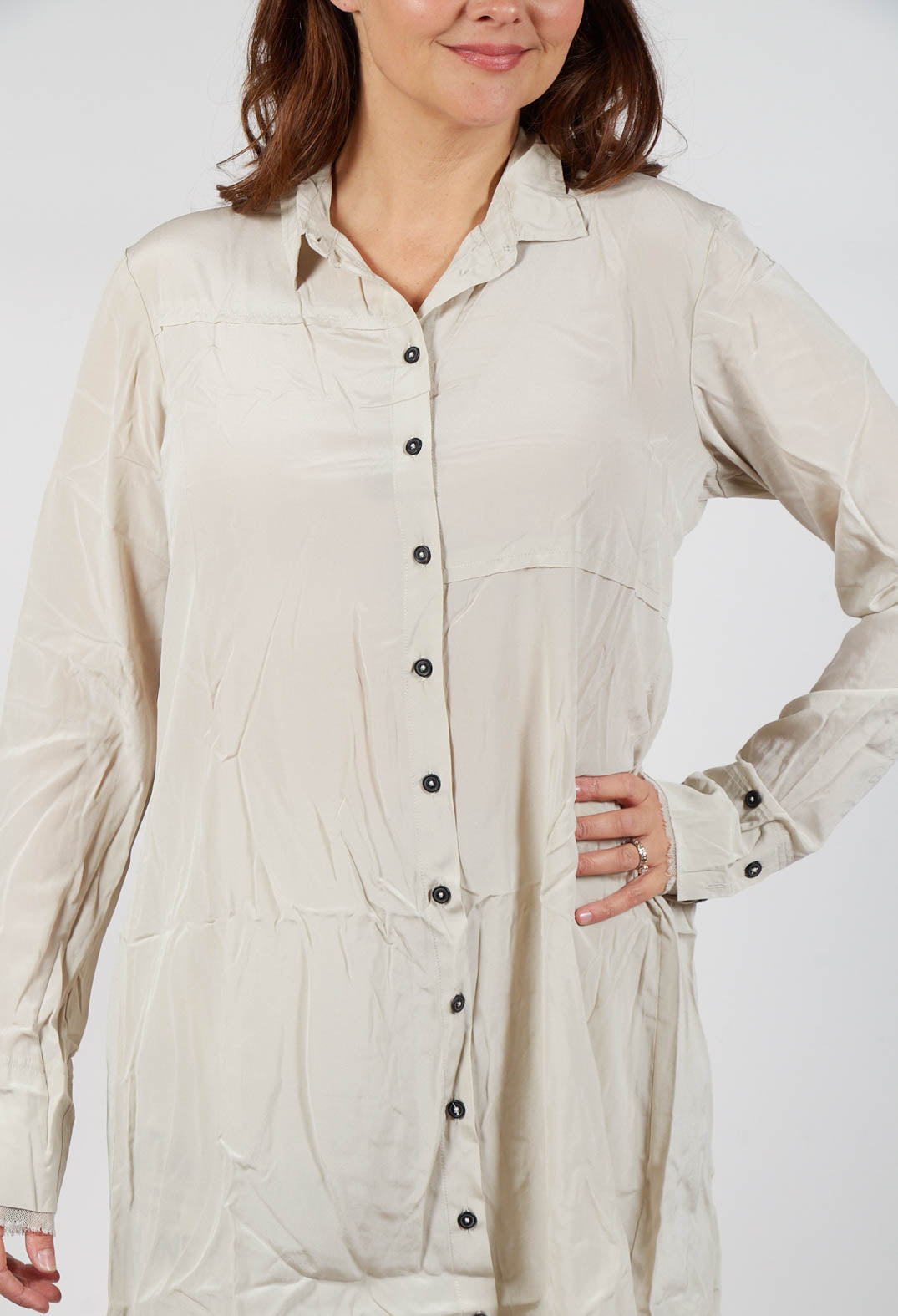 Contrast Hem Shirt Dress in Eraser