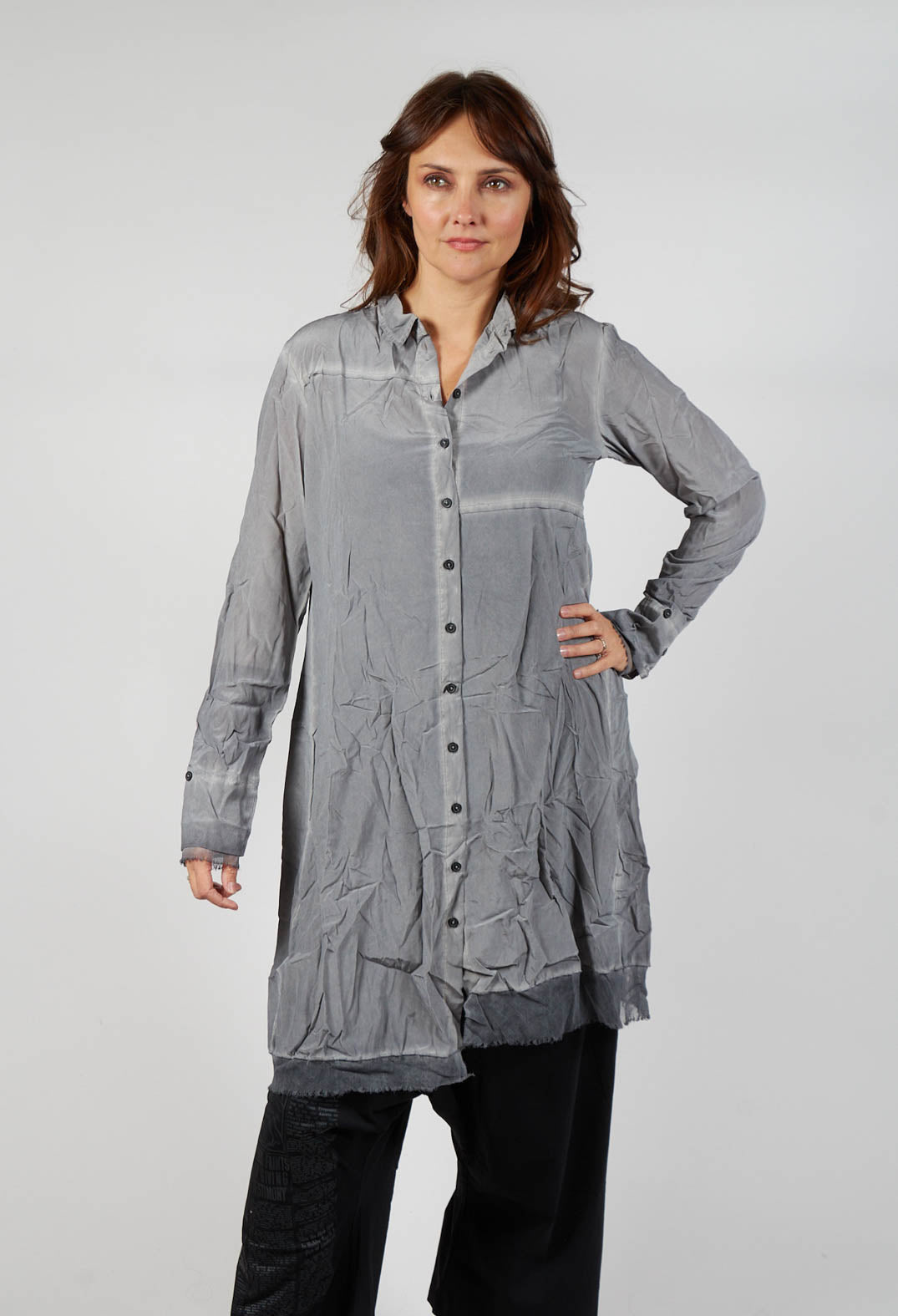 Contrast Hem Shirt Dress in Pencil Cloud