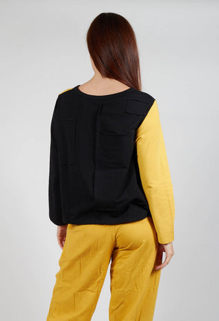 Contrast Long Sleeve Top in Yellow and Black