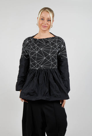 Contrast Oman Blouse in Black with White