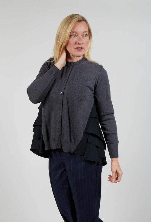 Contrasting Cardigan in Antracite and Nero