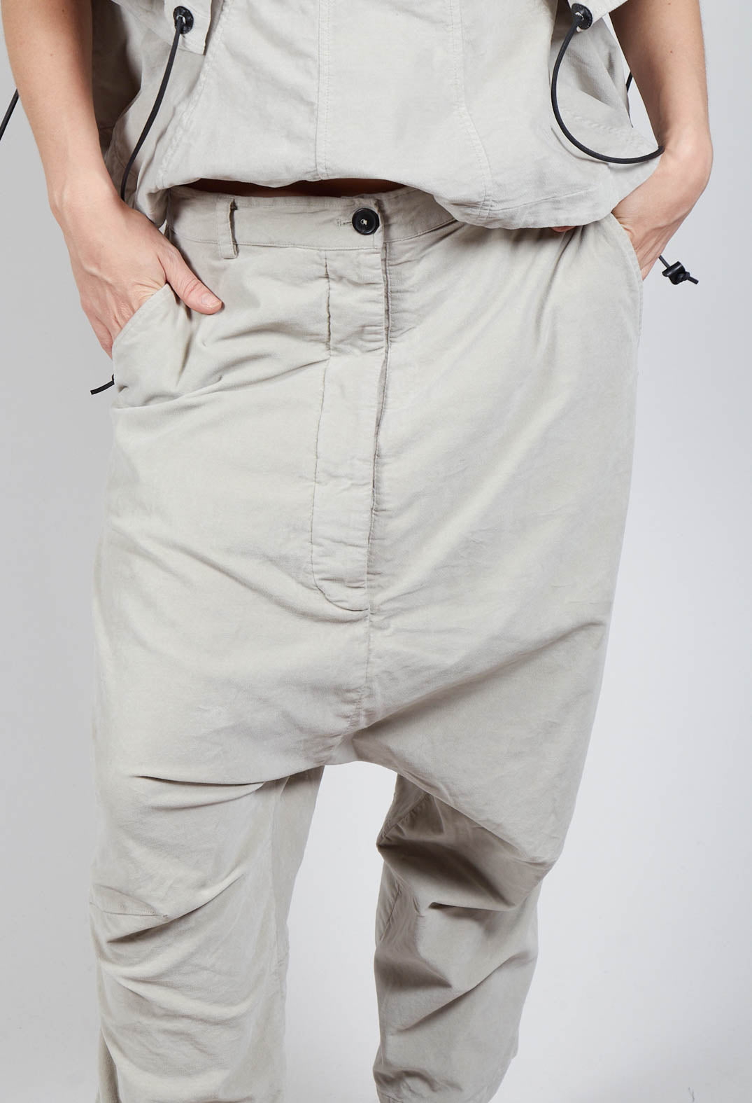 Corduroy Drop Crotch Trousers in Eraser