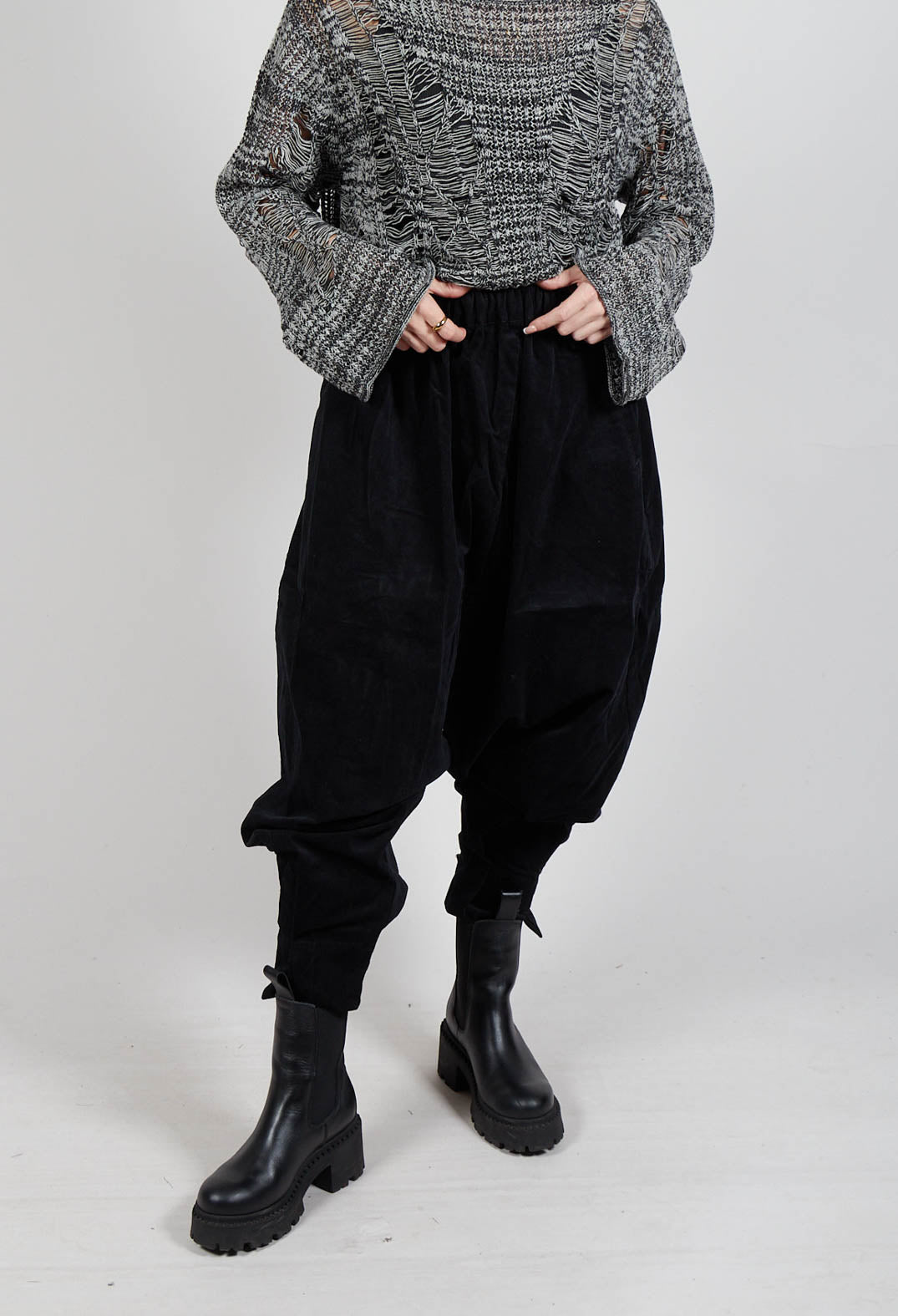 Corduroy Style Trousers in Black