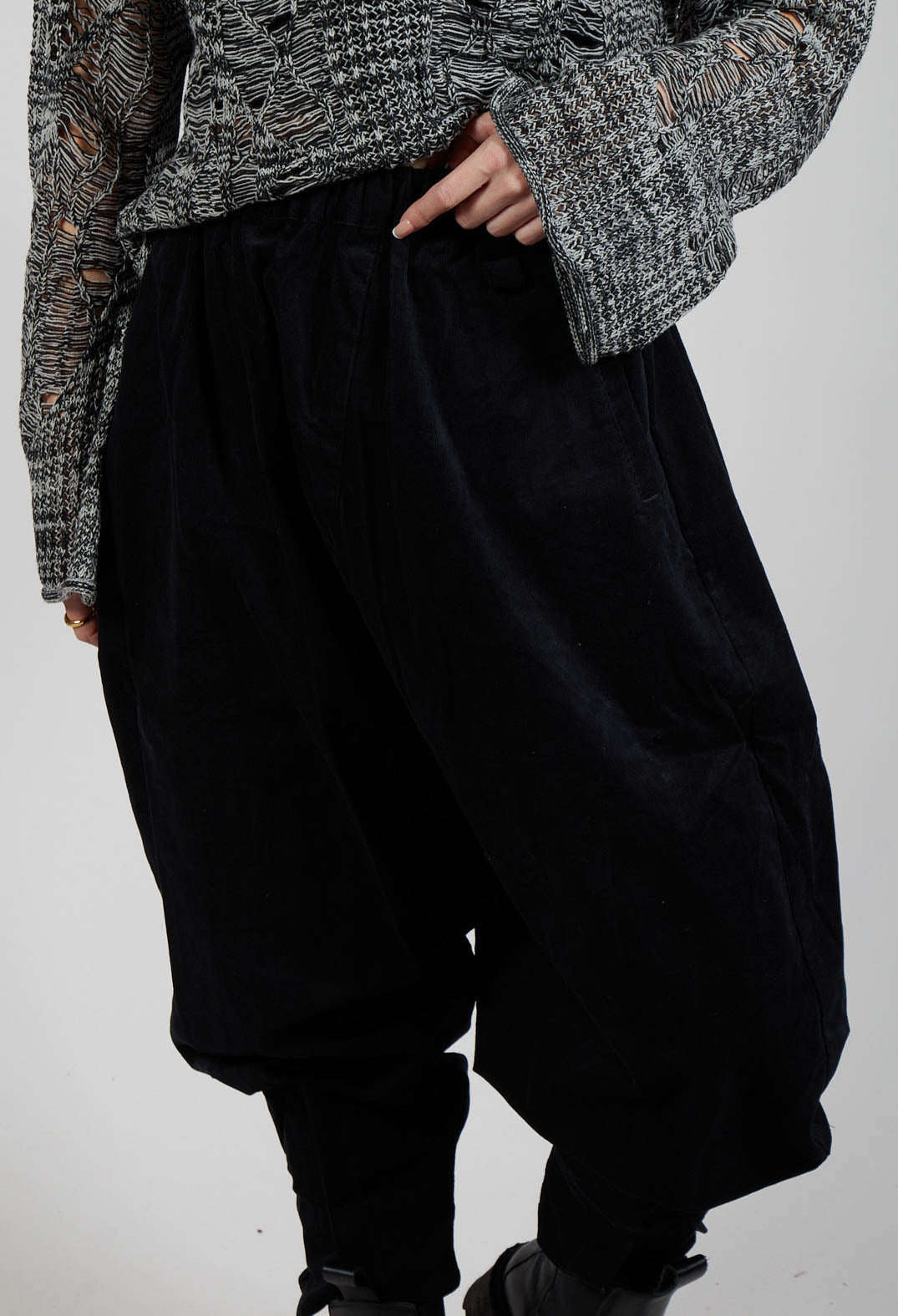 Corduroy Style Trousers in Black