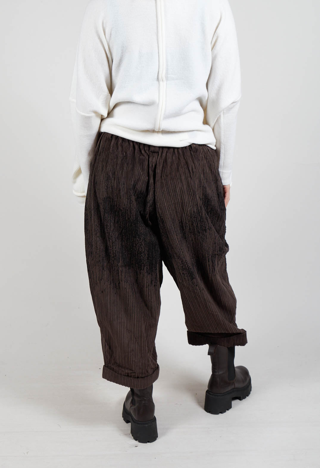 Corduroy Style Trousers in Dark Brown