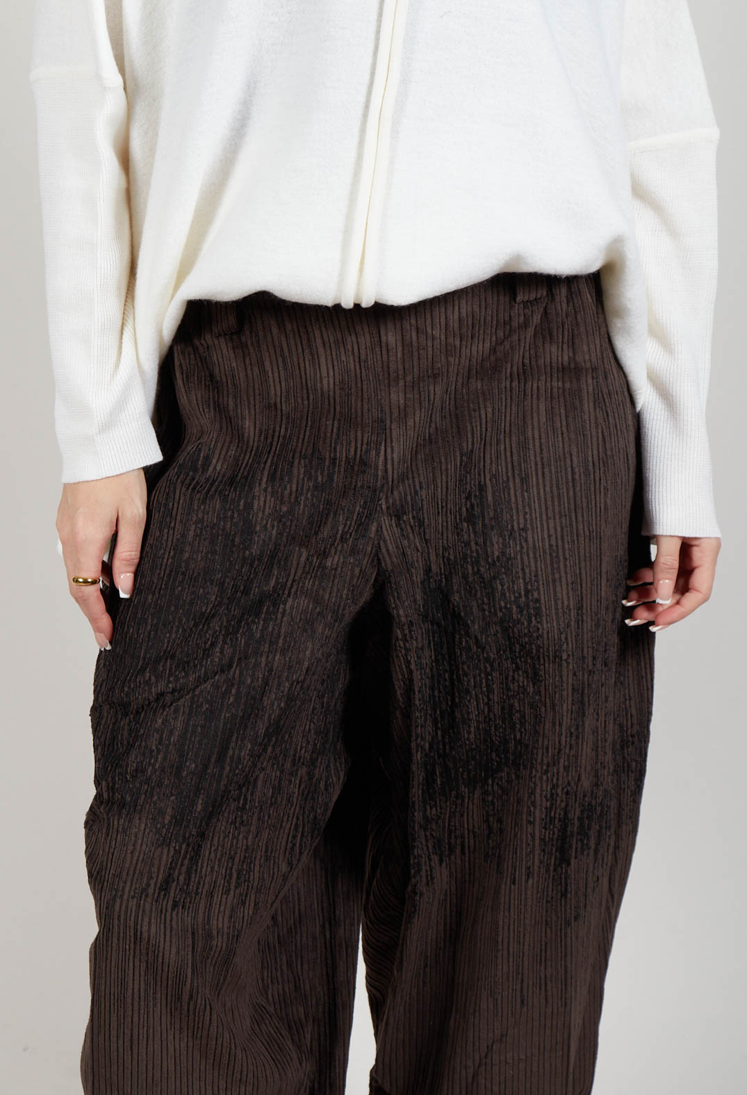 Corduroy Style Trousers in Dark Brown