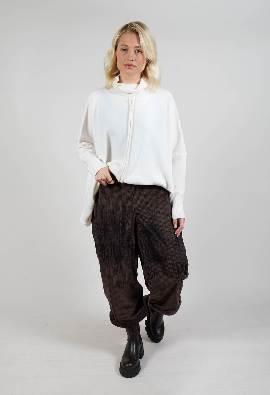 Corduroy Style Trousers in Dark Brown