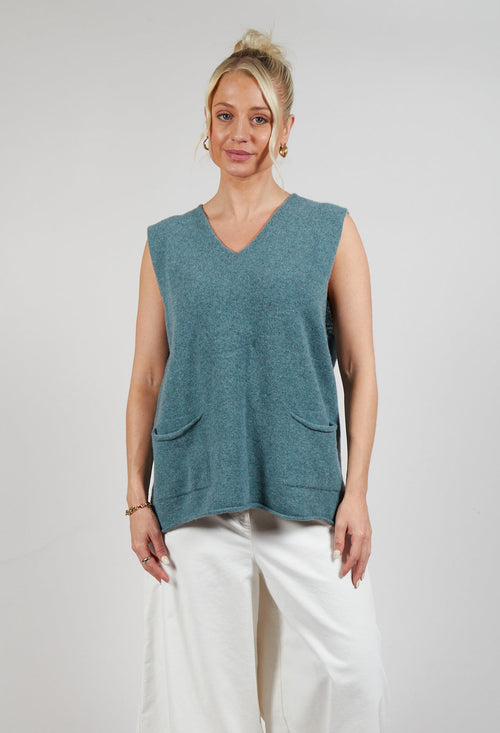 Corry V-Neck Tank Top in Caspian