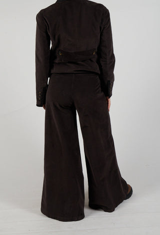 Cotton Bell Bottom Trousers in Brown