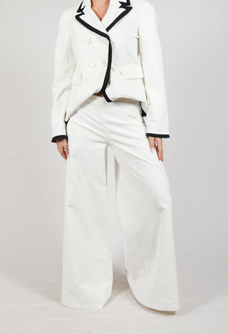 Cotton Bell Bottom Trousers in Cream