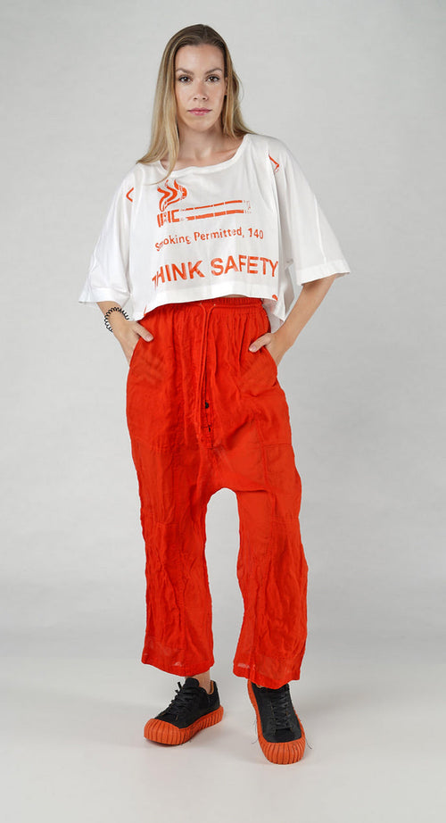 PRE-ORDER - Cotton Drop-Crotch Trousers with Pull String Waist in Ink Paper (Pictured in Mandarine Paper)