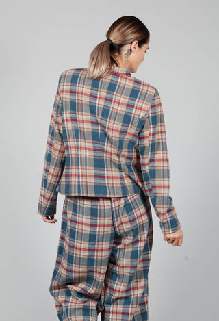 Cotton Plaid Cropped Jacket in Sand