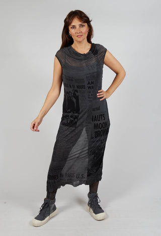 Cowl Neckline Dress in Coal Print Cloud