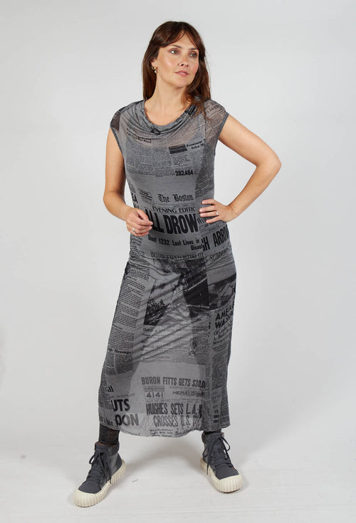 Cowl Neckline Dress in Pencil Print Cloud