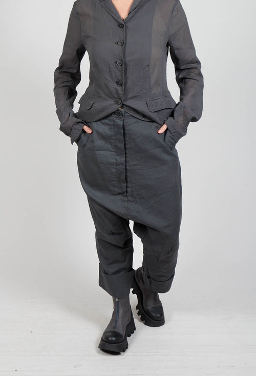 Creased Effect Trousers in Coal Cloud Stiff