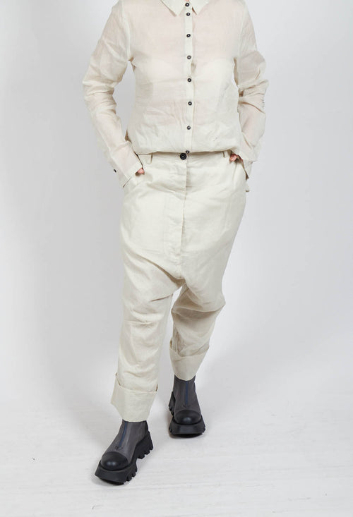 Creased Effect Trousers in Eraser Stiff