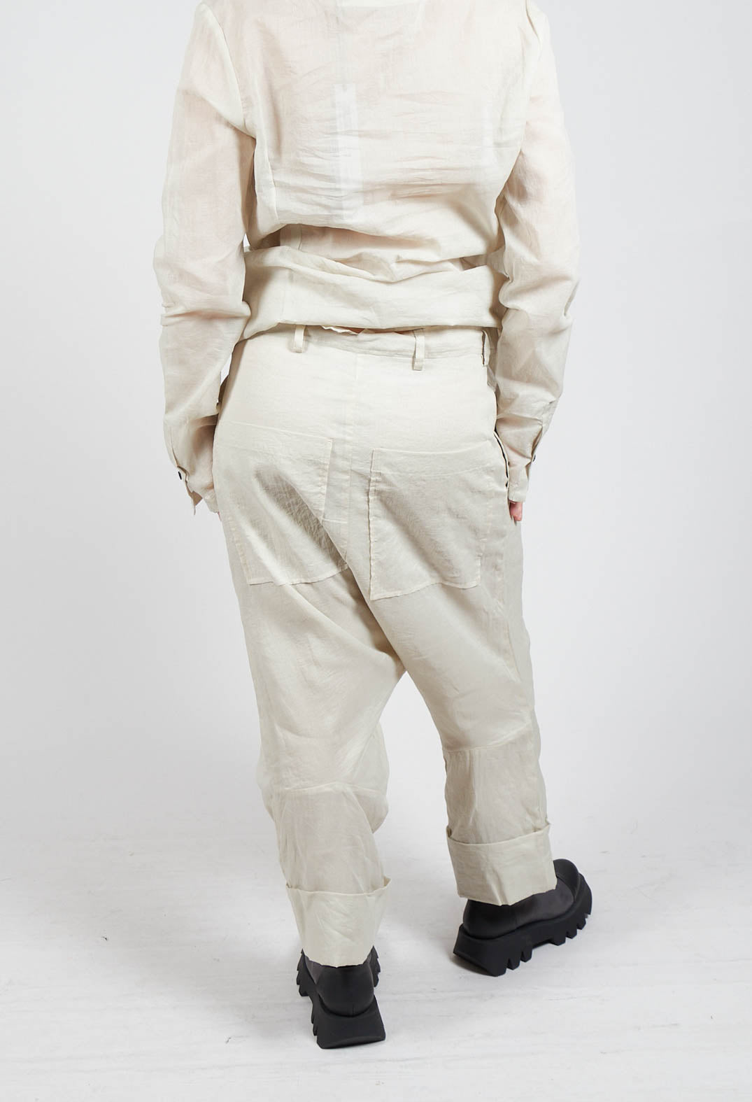 Creased Effect Trousers in Eraser Stiff